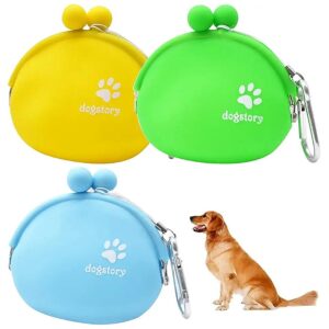 3 Piece Dog Cat Treat Pouch Silicone Training Bag Portable Pet Food Container