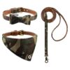 3-Piece Dog Collar Leash Set with Bow Tie and Bell Camo Pattern for Small Dogs and Cats