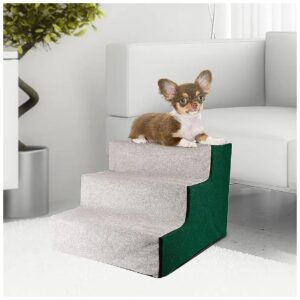 3-Step Dog Stair for Short Legged Elderly Dogs Green and Grey Pet Furniture