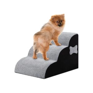 3-Step Dog Stairs and Ramp for Small Breed Dogs with Soft Foam and Non-Slip