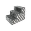 3-Step Foam Pet Stairs with Gray Lattice Print and Paw Safe for High Bed and Sofa