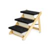 3-Step Pet Stairs for Medium Dogs and Old Cats, Non-Slip Wooden Carpeted Steps