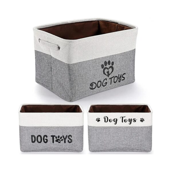 3 Style Dog Toy Basket with Different Dog Paw Patterns and Handles