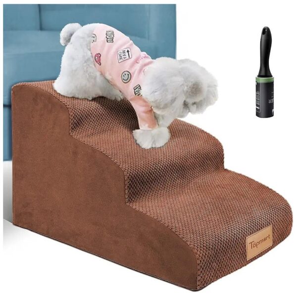 3-Tier Foam Dog Ramp with Waterproof and Washable Corduroy Cover for Pet Owners