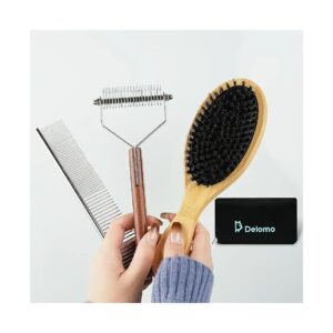 3 in 1 Dog Brush Set, Undercoat Rake, Dog Comb, and Bristles Brush