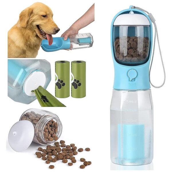 3-in-1 Dog Water Bottle for Walking Hiking and Travel with Portable Design