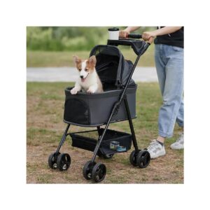 3-in-1 Folding Pet Stroller with Car Seat, Travel Carrier, and Waterproof Pad