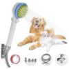 3-in-1 Pet Shower with Handheld Shower Head, Grooming Brush, and Diverter Valve