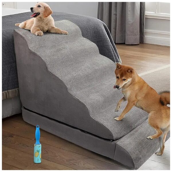 30-36 Inch Tall Foam Dog Stairs for High Beds, with Safety Features for Injured Pets