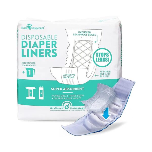 30-Count Soft and Breathable White Disposable Dog Diaper Liners for Female and Male Dogs