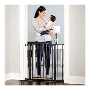 30-Inch Tall Bronze Baby Gate with Extension Kit for Hallways and Spaces