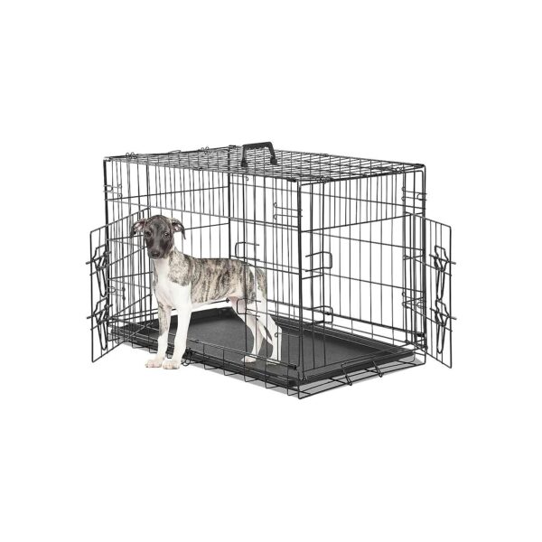 30" Metal Dog Crate with Divider Panel and Leak-proof Tray for Medium-sized Indoor Dogs