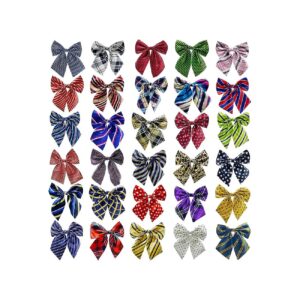 30 PCS Dog Bow Ties Collar Adjustable Buckle for Big Cats and Large Dogs