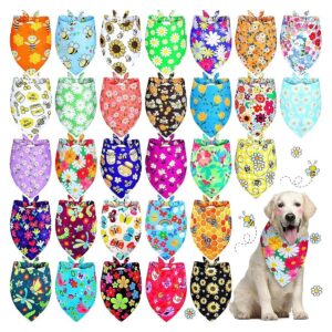 30 Pack Dog Triangle Bibs with Rich Patterns and Bright Colors for Spring and Summer Wear