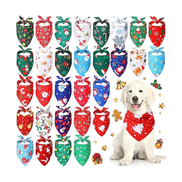 30 Pack of Christmas Dog Bandanas