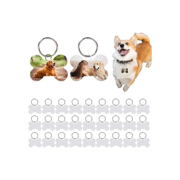 30 Pcs White Bone Shaped Aluminum Dog Tags with DIY Sublimation Printing Capabilities