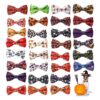 30 Pieces Halloween Dog Collar Bow Ties in Various Patterns for Parties