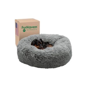 30 Round Plush Faux Fur Dog Bed for Relaxing and Sleeping