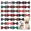 30 Winter Plaid Dog Collar Bows Bulk Pet Accessories Charms for Small Medium Large Dogs