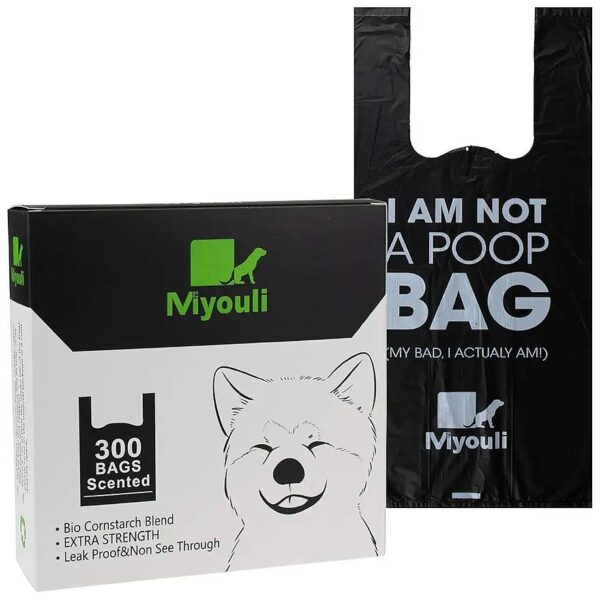 300 Counts Black Biodegradable Pet Poop Bags With Handles Ocean Wind Scented