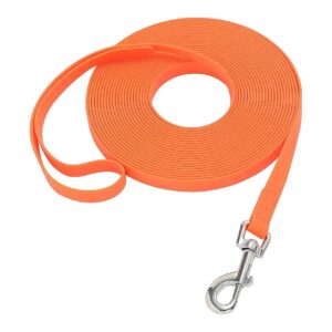 30ft Orange Nylon Waterproof Dog Training Lead for Hiking and Swimming