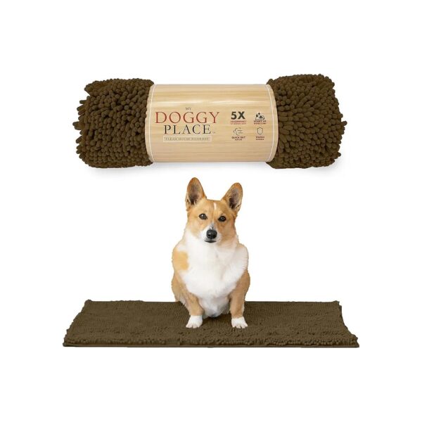 31 by 20 Brown Dog Mat with High-Quality Microfiber Material