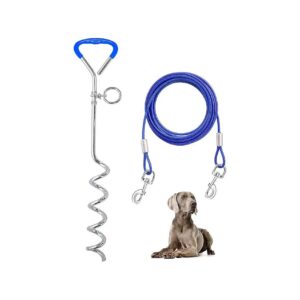 32/16/10 ft Long Cable and Stake Set for Freely Roaming Dogs Up to 125 lbs