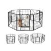 32'' Modern Metal Pet Kennel with 8 Panels and Door for Exercise