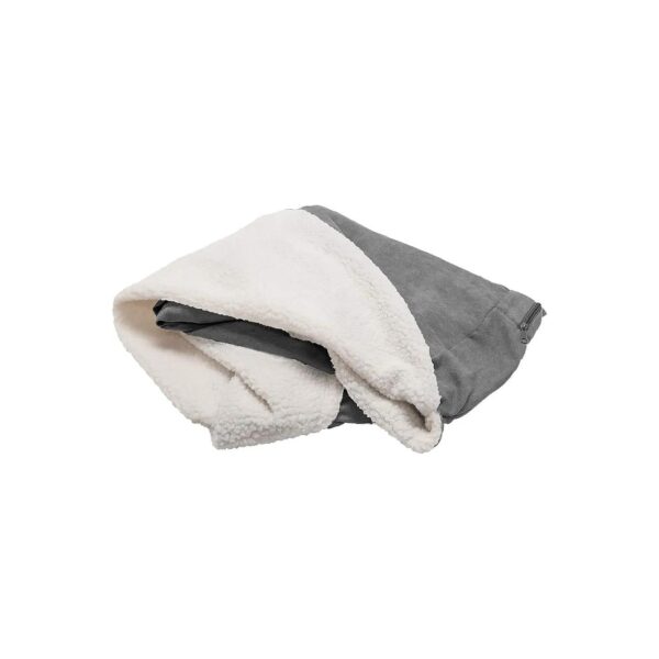 35-inch Dog Bed Cover Sherpa and Suede Snuggery Machine Washable Gray