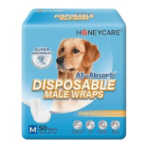 360 Degree Leak-Proof Protection Male Dog Wrap - 50 Count, Medium, White