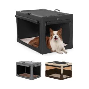 36inch Medium Dog Crate with Thick Plush Mat and Adjustable Tightness Cloth