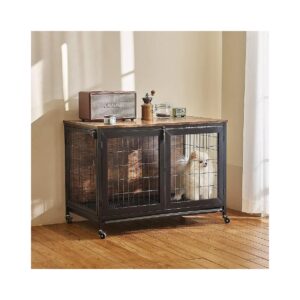 37-Inch Furniture Style Wooden Dog Crate for Medium to Large Dogs