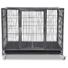 37-Inch Stackable Open Top Dog Crate with Improved Wheels and ABS Tray