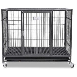 37-Inch Stackable Open Top Dog Crate with Improved Wheels and ABS Tray