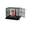 38 Inch Large Metal Dog Kennel with 2 Doors, 4 Wheels and Safety Locks for Pet Security