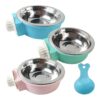 3PCS Crate Dog Bowls with Food Scoop Stainless Steel Water Feeder Pet Cage Coop Cup