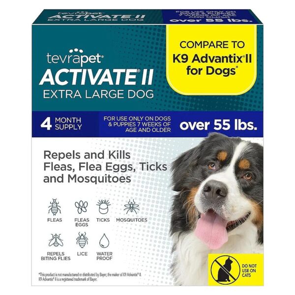 4-Count Topical Drops for Flea and Tick Prevention in Large Dogs Over 55 lbs