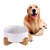 4 Inch Ceramic Dog Bowls with Wood Stand, Perfect for Large, Multiple, or Senior Dogs