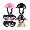 4 Inch Dog Helmet and Goggles Set with Adjustable Belt for Small Dog Use