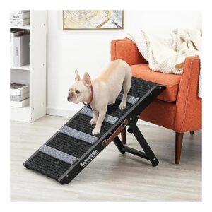 4-Level Adjustable Pet Ramp with Non-Slip Carpet Surface - Small Dog and Cat Use