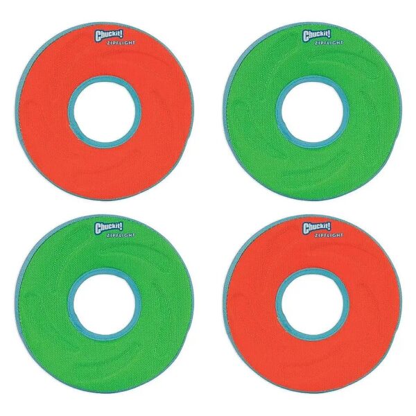 4-Pack Assorted Small Soft Fly Rings for Water Play with Dogs