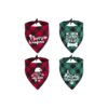 4 Pack Classic Plaid Triangle Merry Christmas Printing Scarf Kerchief Gifts Set