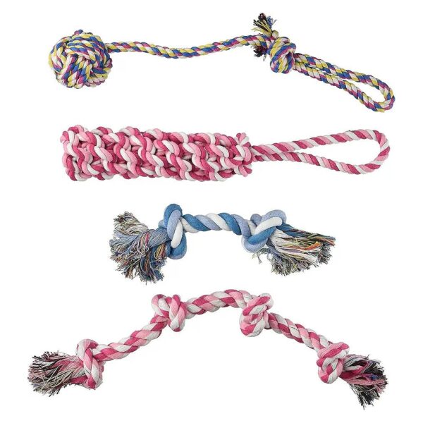 4 Pack Dog Toys Gift Set Natural Cotton Fibers and Durable Rope for Large Breeds