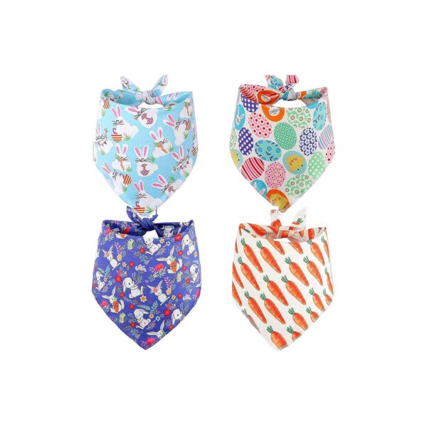 4 Pack Easter Themed Dog Scarf Bandana for Medium to Large Dogs