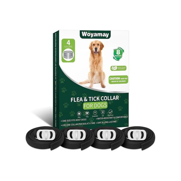 4 Pack Flea and Tick Collar for Dogs - Long-Lasting Protection for All-Size Breeds