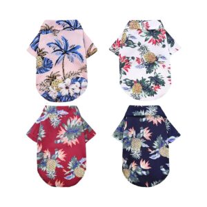 4-Pack Hawaiian Dog Shirts for Small Medium Large Pets Casual Wear XS-5XL