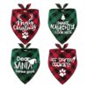 4-Pack Merry Christmas Dog Bandanas with Red Plaid Scarf Bibs for Pet Gift Sets