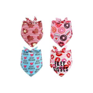 4 Pack Pet Dog Valentine's Day Scarf Soft Stretchy Long Comfortable Bandana