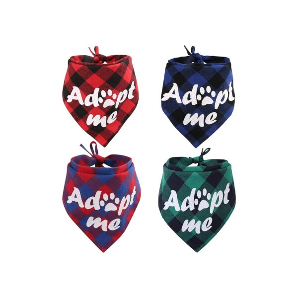 4 Pack Reversible Dog Bandanas with Adopt Me Print for New Year, Birthday, Thanksgiving