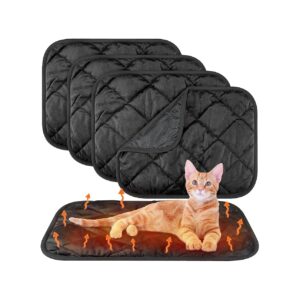 4 Pack Self Warming Dog and Cat Bed with 5 Layer Heat Preservation Design - Black